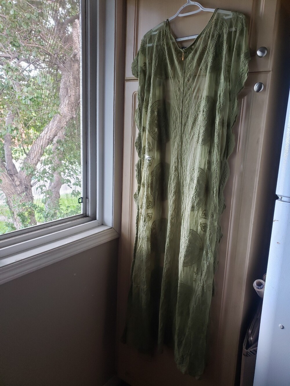 Olive Green Sheer Textured Swim Cover - Picture 6 of 7